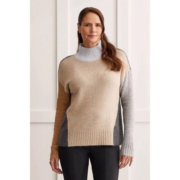 Tribal Colorblock Mock Neck Sweater Acrylic Throwback Top Womens Size M - Picture 1 of 9